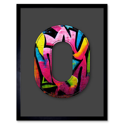 Letter O Fluorescent Abstract Tagging - Single Picture Frame Print