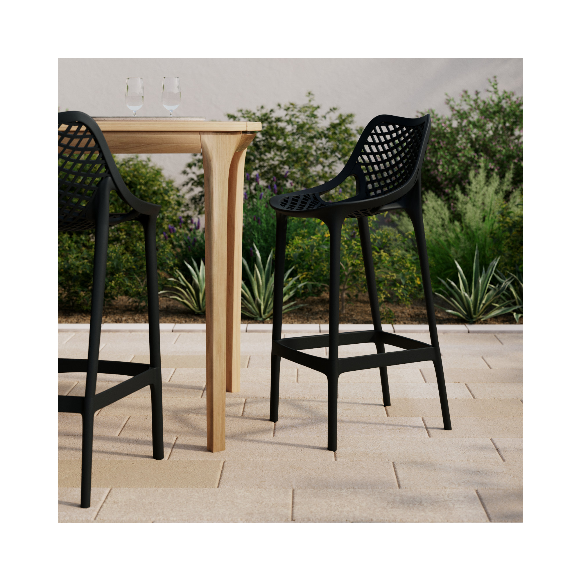 Farrah Patio Bar Stool, 29.5", Black