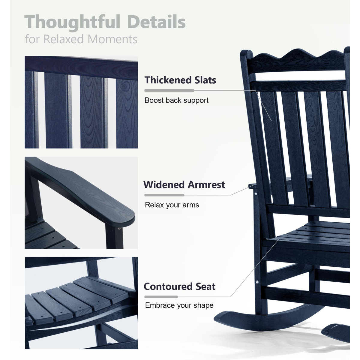 Lark Manor™ Set of 2 HDPE Patio Outdoor Rocking Chair Pre-Assembled ...