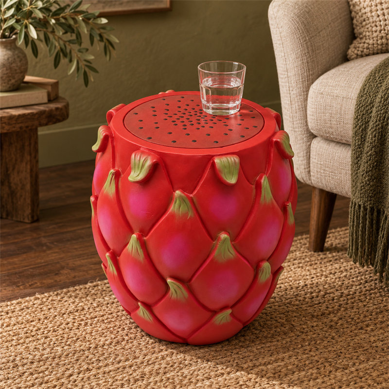 Tabouret de 13,4 po en résine Dragon Fruit