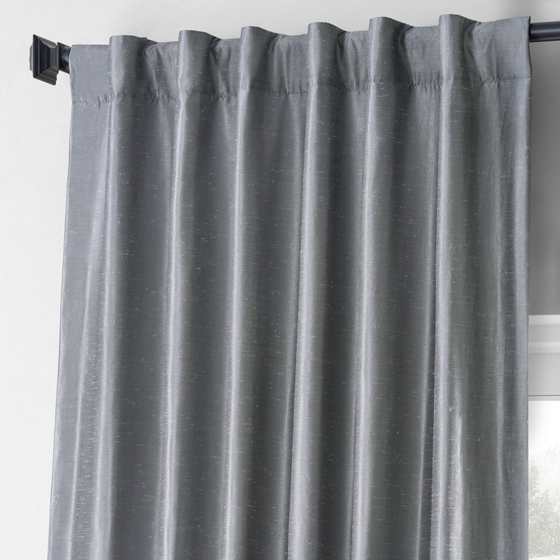 Faux Silk Curtains for Bedroom Blackout Curtains for Living Room Large Window Single Panel Drapes, 50" W x 108" L