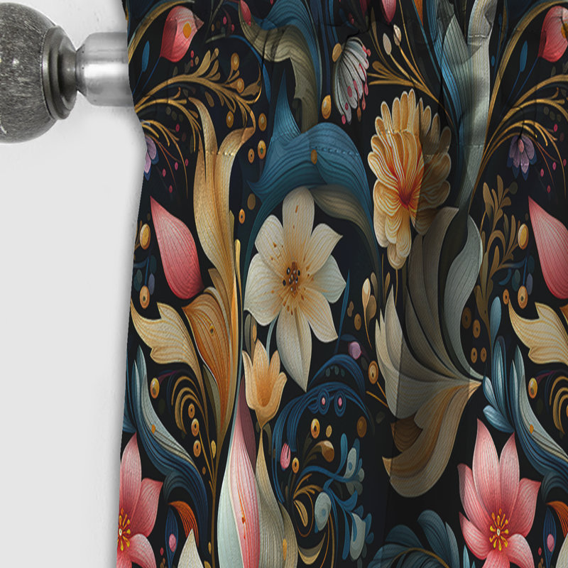 Motif moderne à motif cachemire bohème - Rideau floral - Rideau occultant floral - 1 panneau, L 52 po x L 95 po
