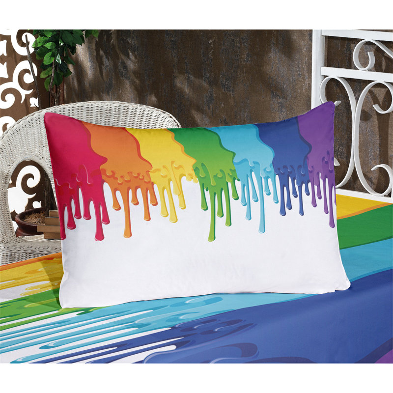 Multicolore drap-housse et coussin décoratif Ambesonne, Ensemble de draps pour très grand lit californien