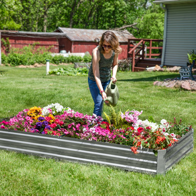 Rouslan Rectangular Galvanized Steel Raised Garden Bed - Silver - 4' x 8'