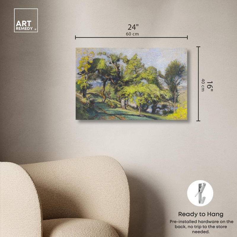 Trees Above River Landscape Wrapped Canvas Art, 24" x 16"
