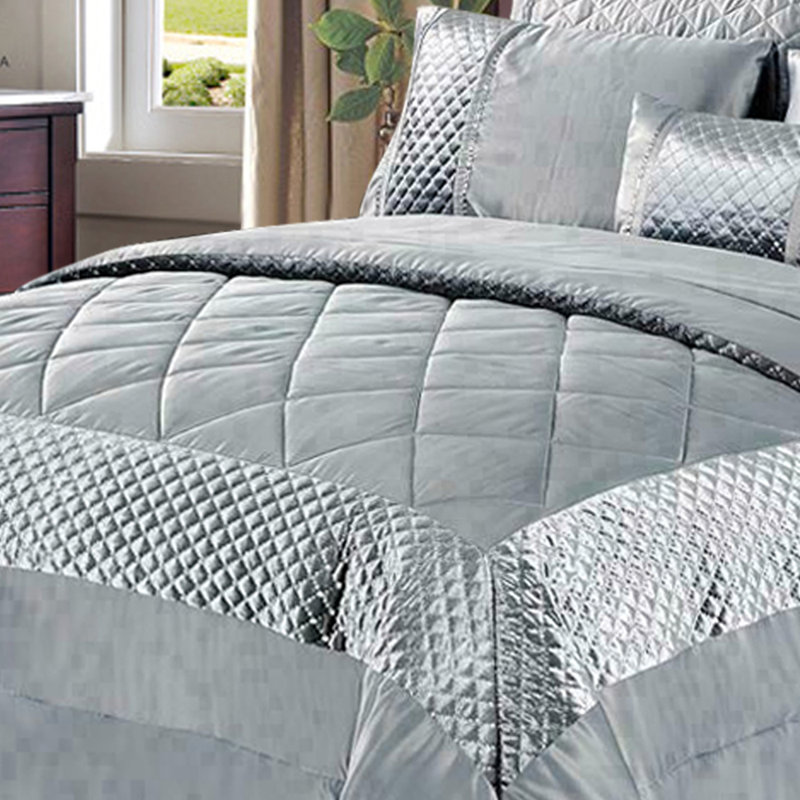 Gabel Geometric Shapes Bedspread with Pillowcases Included, Silver, W255 x L275cm