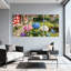 Hydrangea Garden Scene, reproduction d'art sur toile tendue sur toile, ensemble de 3-1890938688