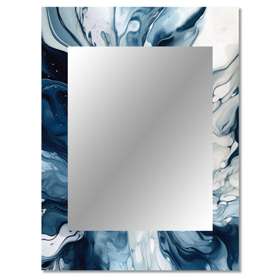 Blue Grey Ethereal Elixir I - Abstract Wall Mirror, Blue Decorative Mirror, Printed Metal Art