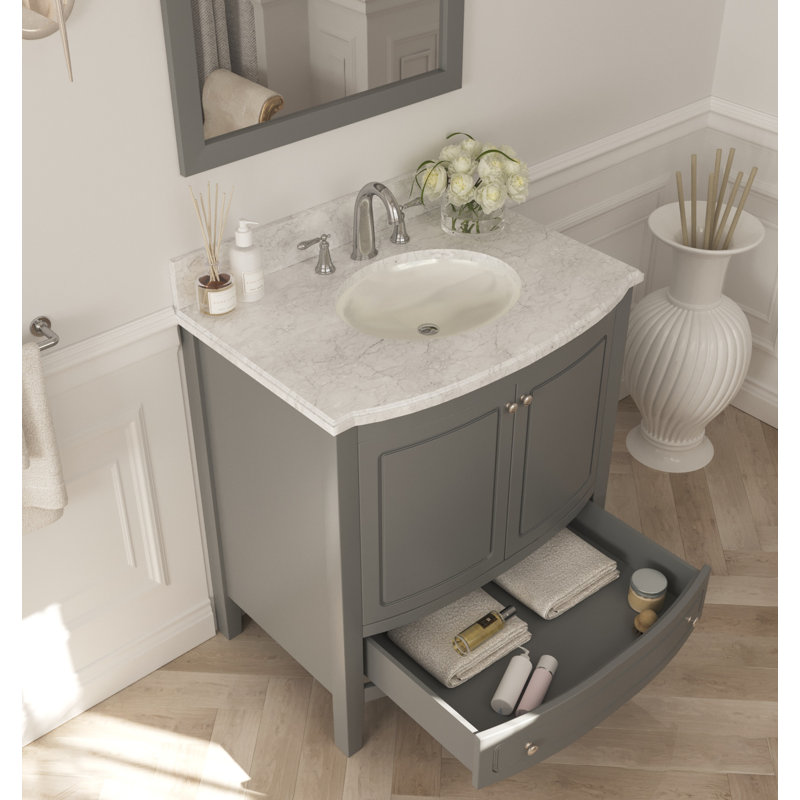 Ensemble de meuble-lavabo simple 32 po Augustin, Gris érable, Blanc; gris