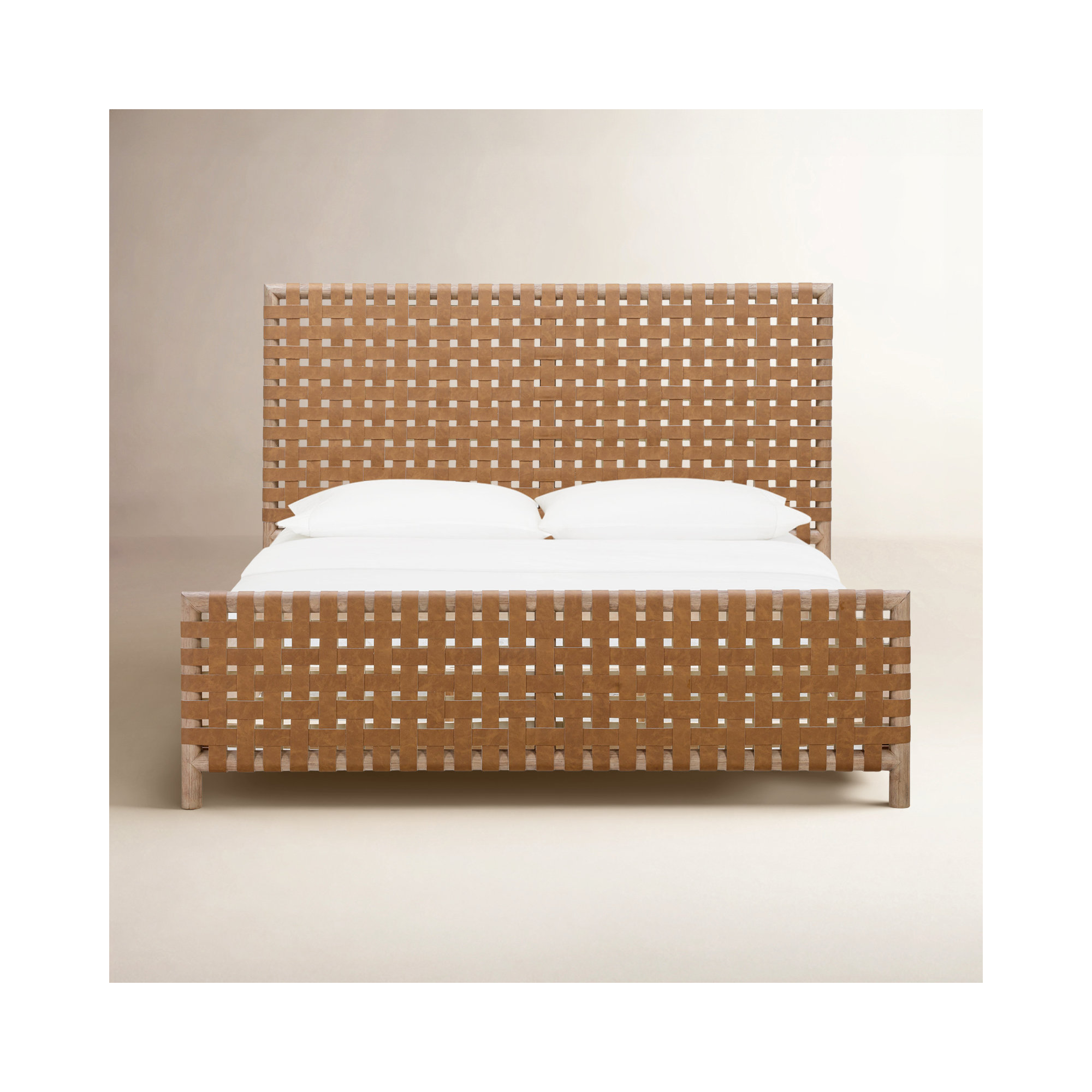 Colleen Leather Bed, Queen, Granola