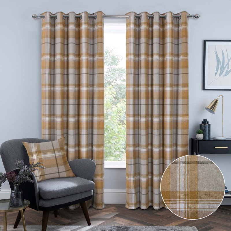 Gulley Blackout Curtain Pair, Ochre, 229 W x 183 D cm