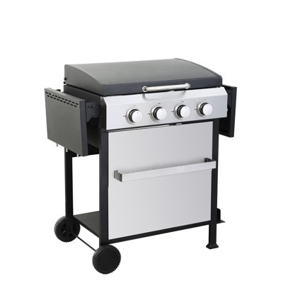 Barbecue au gaz propane 4 49200Btu 4, grilles de cuisson en émail, table d'appoint pliable, panier suspendu pour barbecue en famille 49200Btu, fil