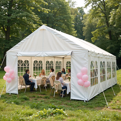 13'X26' Carport Car Canopy Party Tent Outdoor Gazebo With Removable Sidewalls, Outdoor Gazebo With 2 Ground Tubes, Commercial Tents For Parties Wedding BBQ