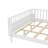 Queen Size Kids Platform Bed with Safety Guardrails & Detachable Fence, Wood Frame for Bedroom ,White-657280366-657280360