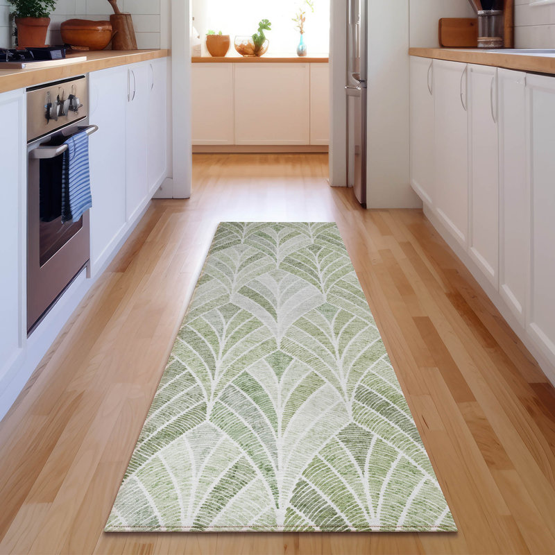Premium Machine Washable Prisco Sage Rug, Runner 2'3" x 7'6"