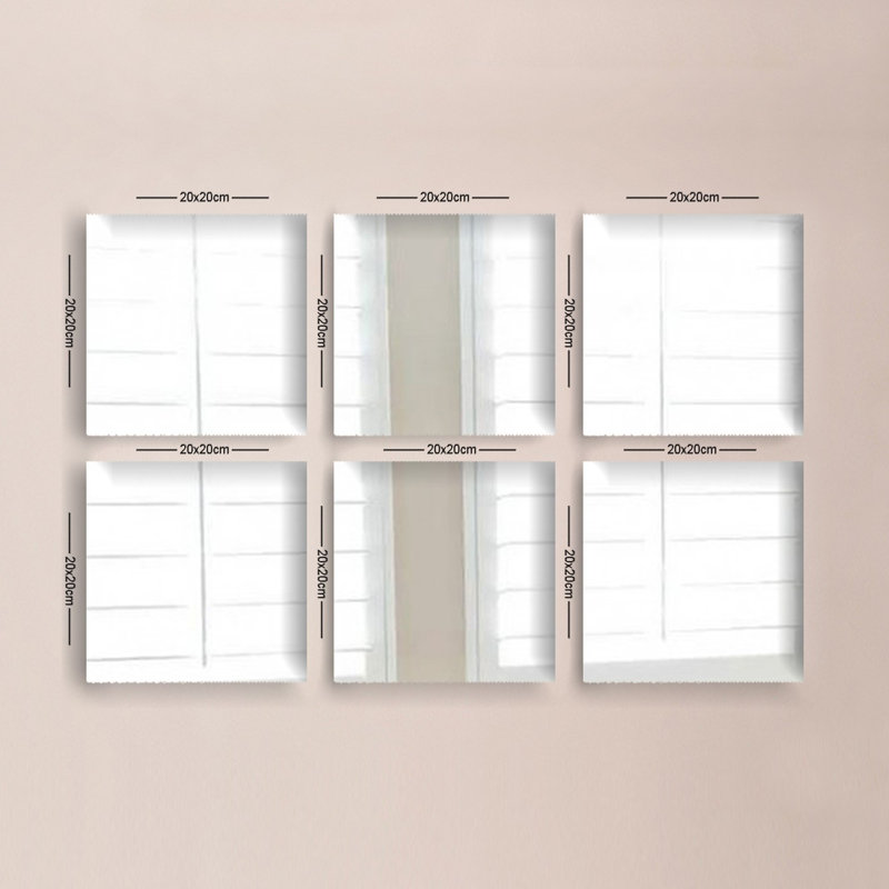 Élégant miroir 100% verre, 7,9 po x 7,9 po chacun | Sans cadre, 0,16 po d'épaisseur | Finition argentée élégante, parfaite pour la décoration intérieure, le salon, la chambre à coucher et les couloirs