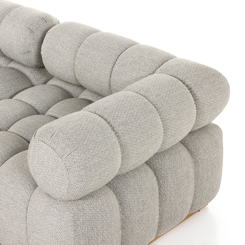 Roma Outdoor 5Pc Sectional-Hayes Cream, Faye Ash Cushion/Natural Teak Frame