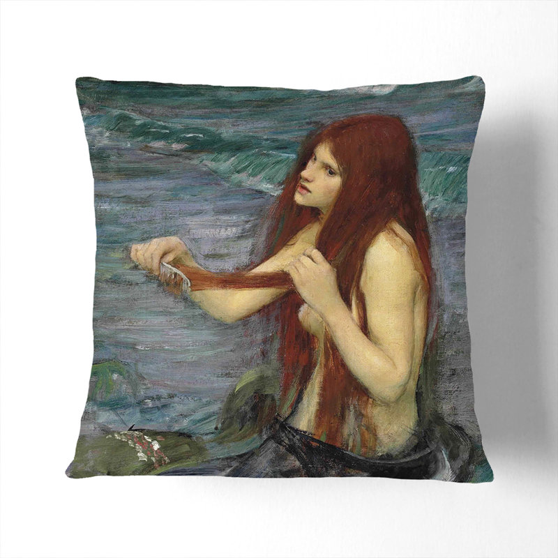 A Mermaid Vol.2 Square Throw Cushion, 55cm H x 55cm W x 20cm D, White