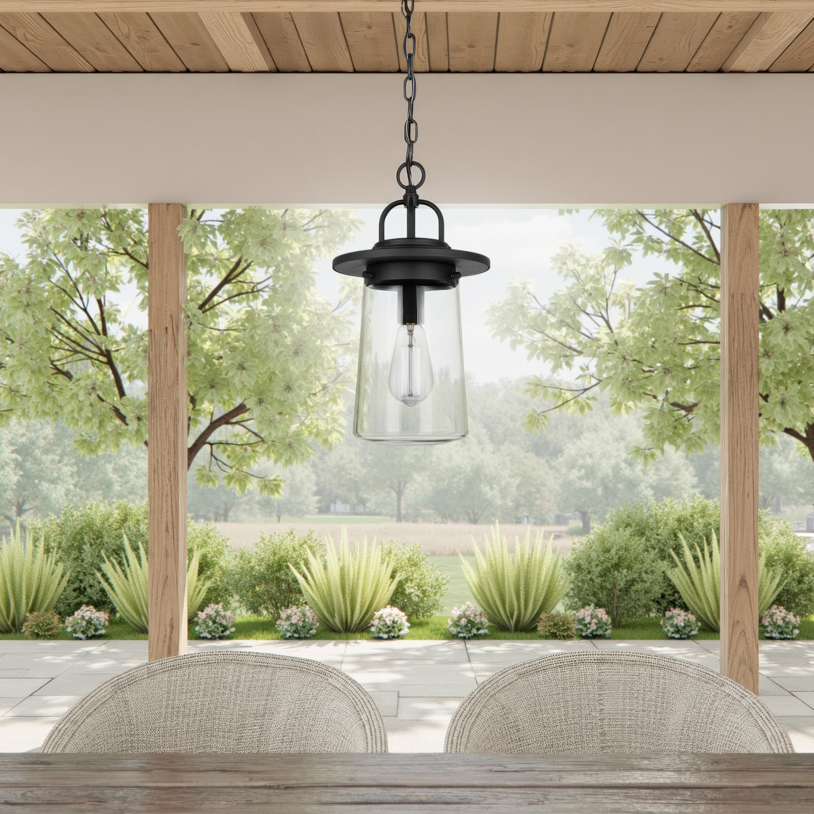 Daire Outdoor Hanging Lantern, Black