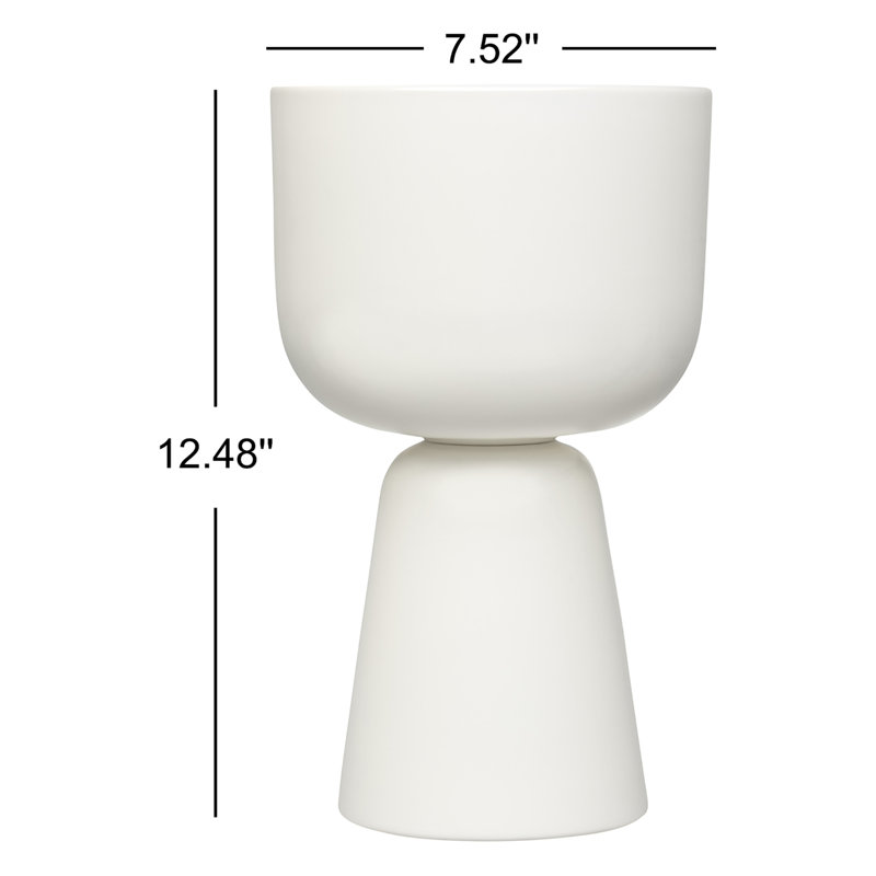 Nappula Ceramic Pot Planter, White, 12.48" H x 7.52" W x 7.52" D