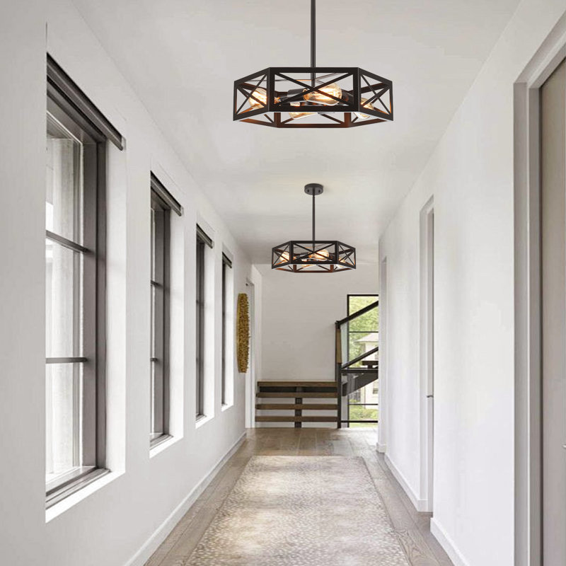 4-Light Dimmable Geometric Chandelier