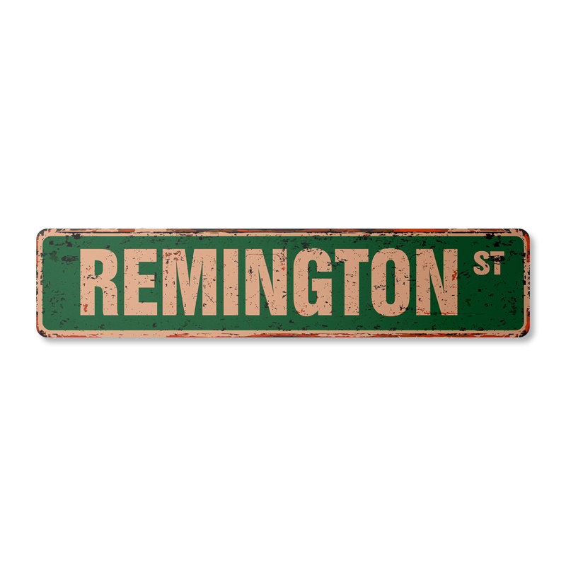 Plaque de rue Remington en aluminium 4 po x 18 po
