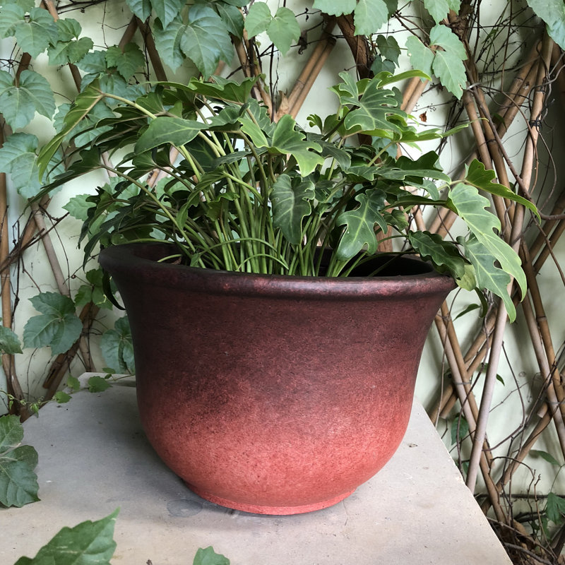 Pot à fleurs à cloche basse Marisol, H 10 po x l 15 po x P 15 po, Rouge