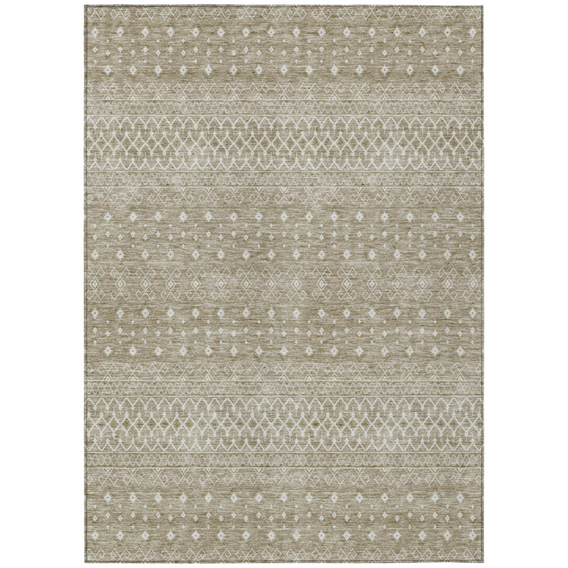 Tapis intérieur tribal lavable vert taupe 3 pi x 5 pi