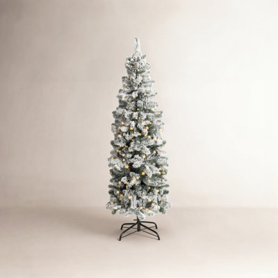 Pencil Frosted 12' Pre-Lit Pine Christmas Tree