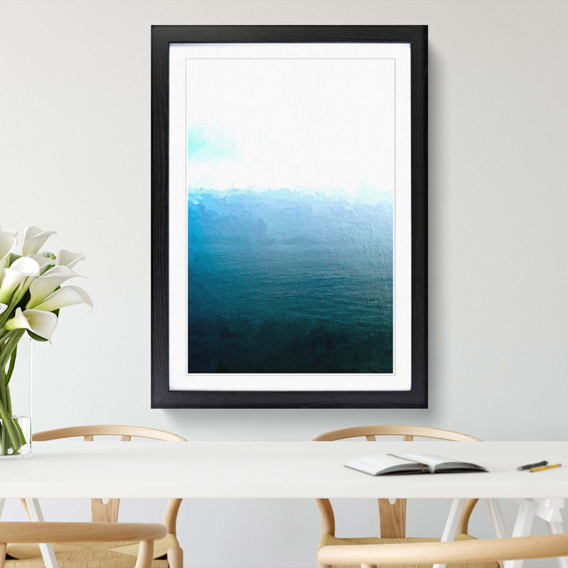 A Calm Sea In Abstract - Single Picture Frame Painting, Black Framed, 33cm H x 24cm W x 2cm D