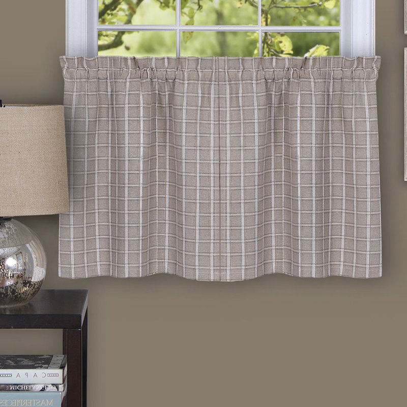 Assel Geometric Tailored Kitchen Curtain, 58" W x 36" L, Gray