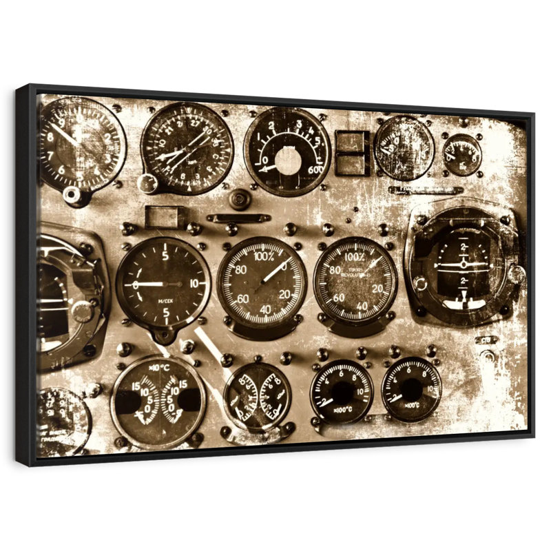 Cadrans rétro de l'aviation, Cadre flottant noir, 13 po x 9 po