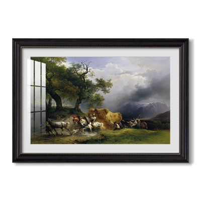 The Harvest Wagon (Der Heuwagen), c. 1850-Friedrich Gauermann-Custom Framed Canvas