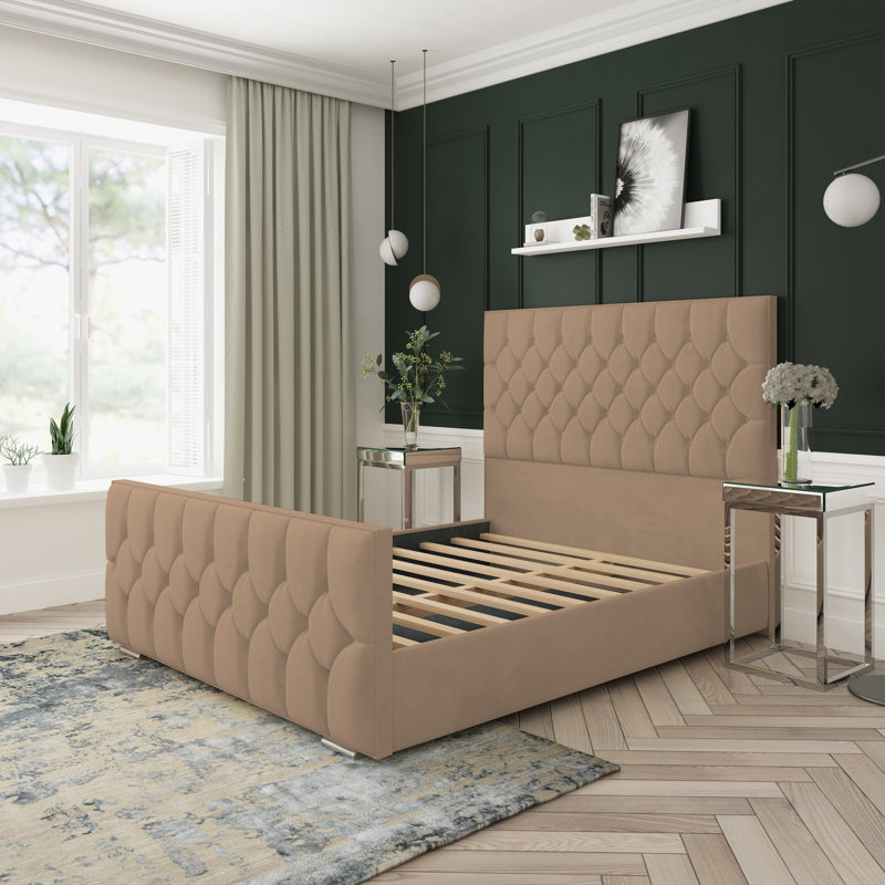 Upholstered Bed, Kingsize (5'), Mink