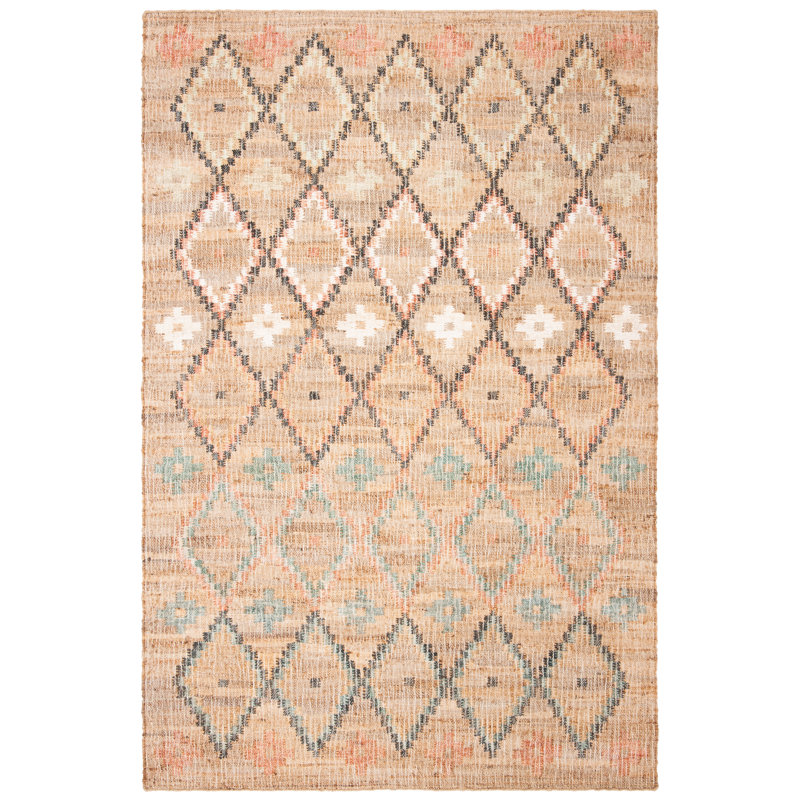 Tapis géométrique en jute et coton tissé à la main Heyman, Rectangle 2 pi x 3 pi