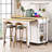 Grey Blue Kitchen Island with Extendable Dining Table, Storage, Power Outlet & Wheels-823753463