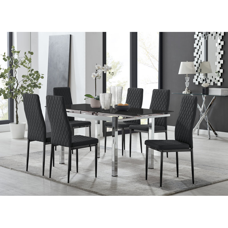 Tierra Extendable Dining Set, Black