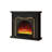 Black Solid + Manufactured Wood Freestanding Fireplace-466925143