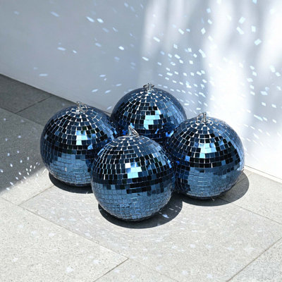 Yescom 4PCS 7" Disco Balls Decoration with Hanging Ring for DJ Club Wedding Blue