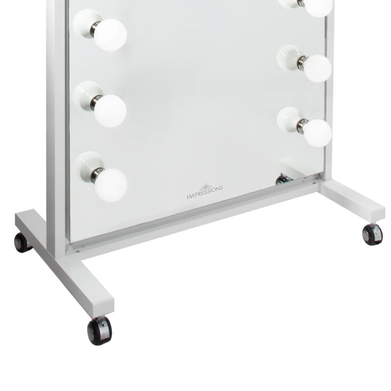 Miroir de salle de bain pleine grandeur Hollywood Premiere avec support et gradateur, haut-parleurs sans fil Bluetooth