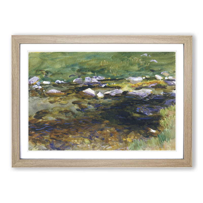 Brook and Meadow by John Singer Sargent - Picture Frame Painting, Oak, 27cm H x 36cm W x 2cm D