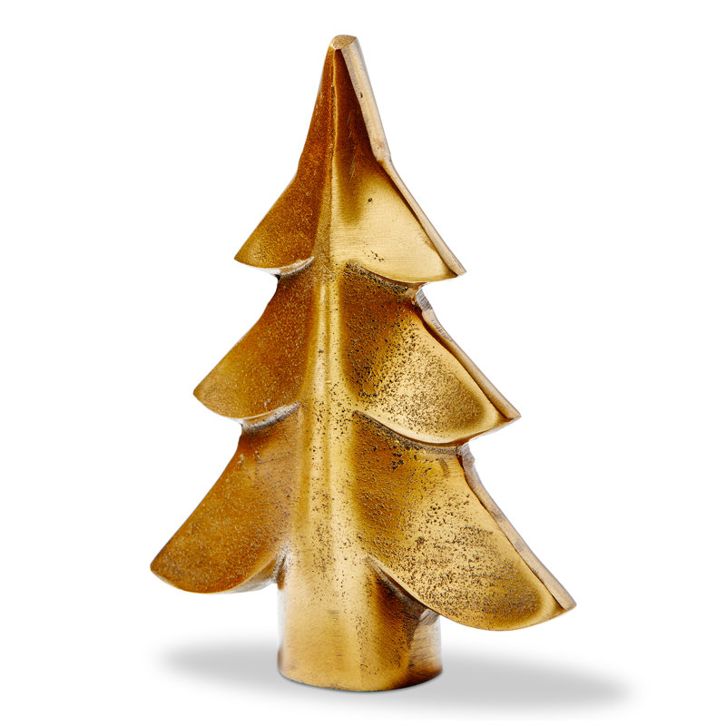 Décoration de sapin de Noël en métal grand laiton antique doré, 8,3 po x 2 po, Doré