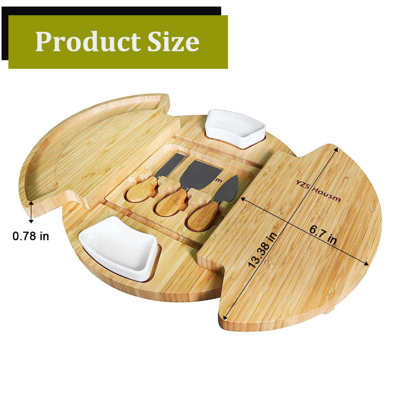 Ensemble de planche à fromage en bambou avec couverts Craft