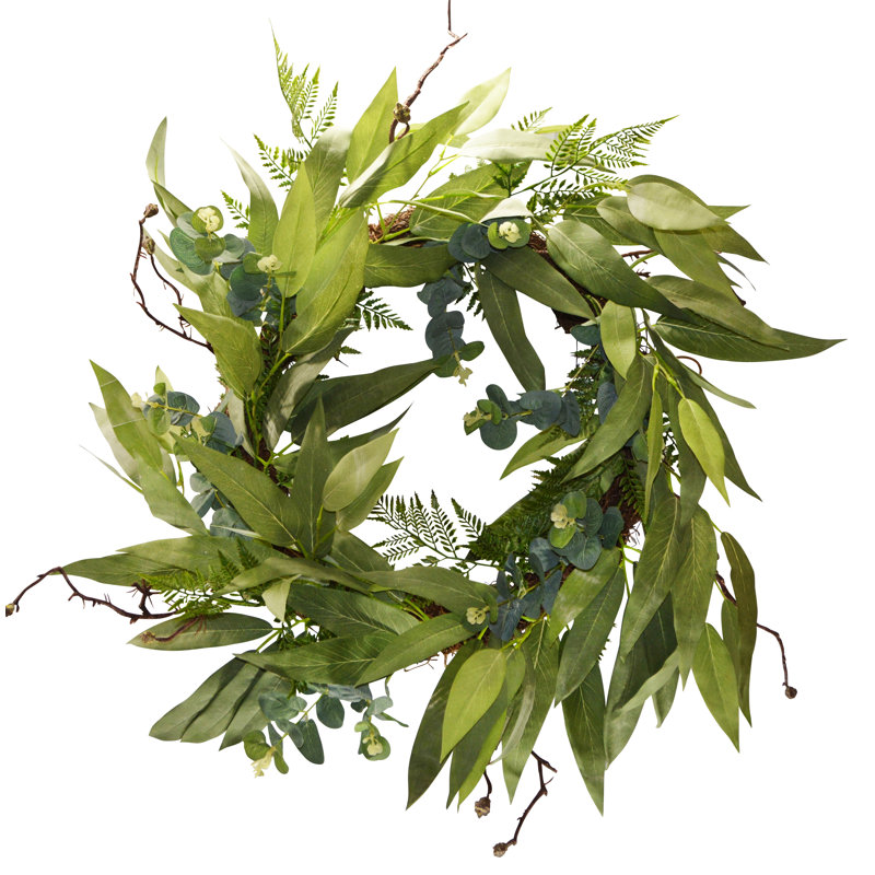 24" Foliage Eucalyptus Bay leaf Willow Wreath