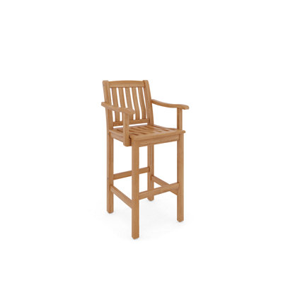 Marcell 30"" Teak Patio Bar Stool -  Rosecliff Heights, HLAC594