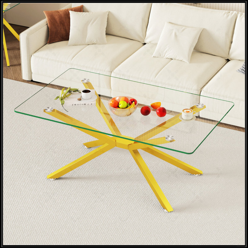 Table basse 39,37 po, Transparent, Doré