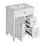 Meuble-lavabo de 24 pouces avec lavabo en céramique, 1 porte à fermeture en douceur, 2 tiroirs à fermeture en douceur et 2 supports de rangement sur la porte