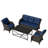 4-Piece PE Wicker Patio Furniture Set, 3-Seat Sofa,2 Chairs,Coffee Table & Blue Cushion-211246100