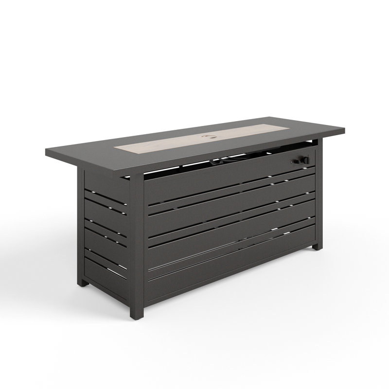 Niven Rectangle Propane Smokeless Fire Pit Table with Hidden Fuel Tank, Black