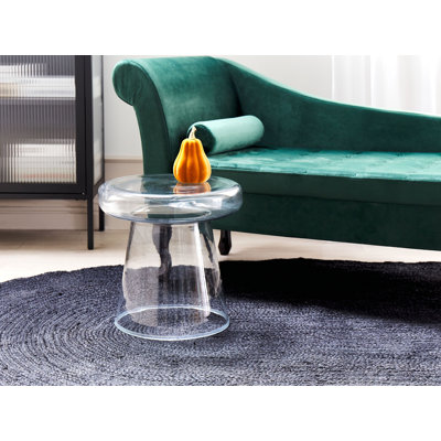 Caithlyn Glass Top Pedestal Round Side Table